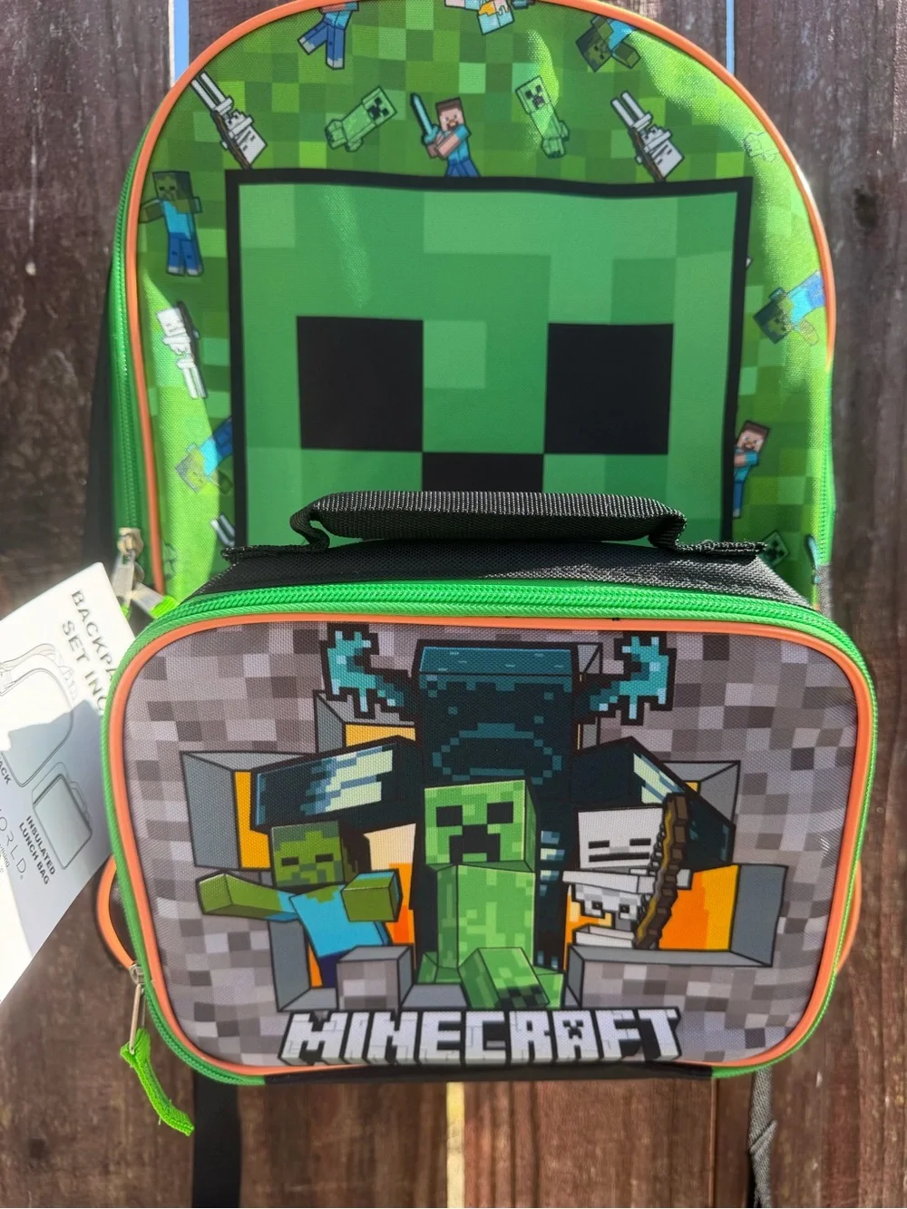 Minecraft Kids Backpack with Creeper and Characters - Green